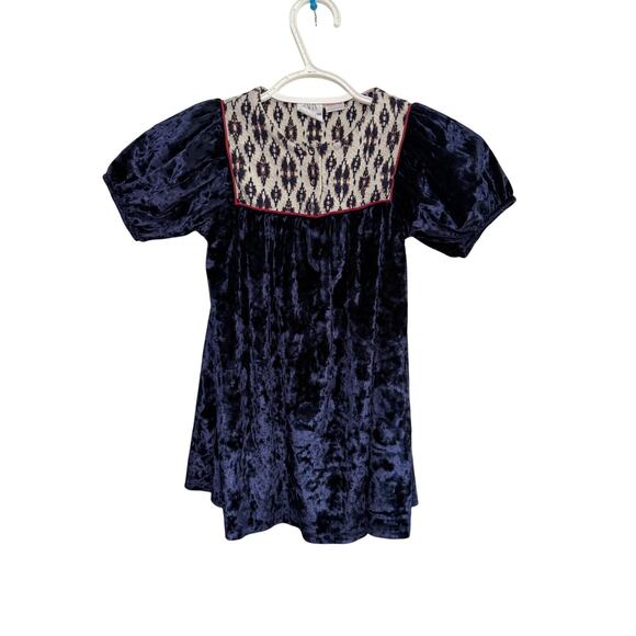 Zara girls velvet batik puff sleeve peasant prairie‎ dress 3-4 years cottagecore - Picture 1 of 5